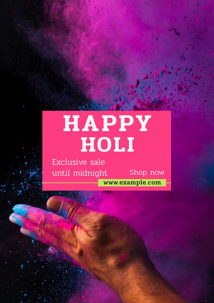 Happy holi sale  poster template, editable text and design