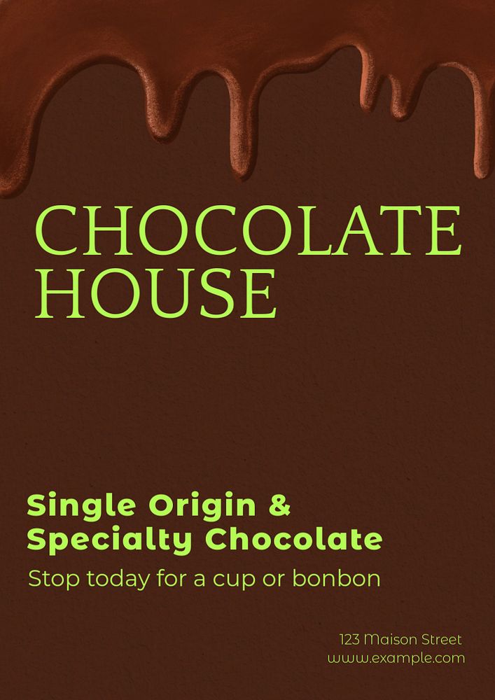 Chocolate shop poster template, editable text and design