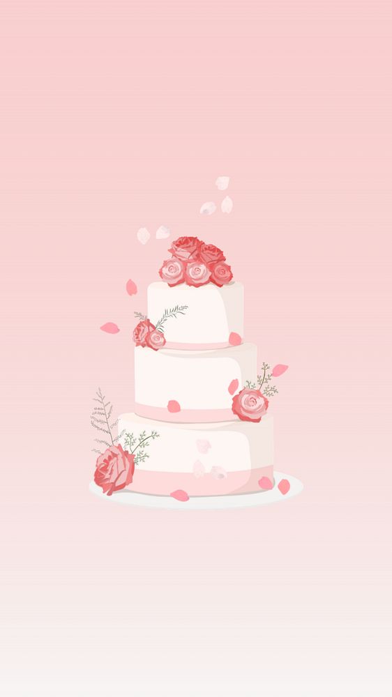 Pink wedding cake mobile wallpaper, editable design