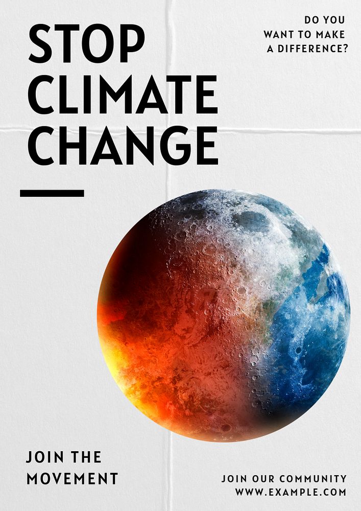 Stop climate change poster template, editable text and design