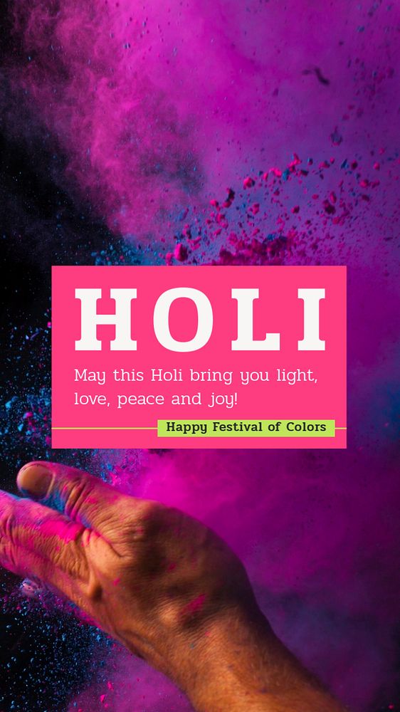 Holi festival  Instagram story template, editable text