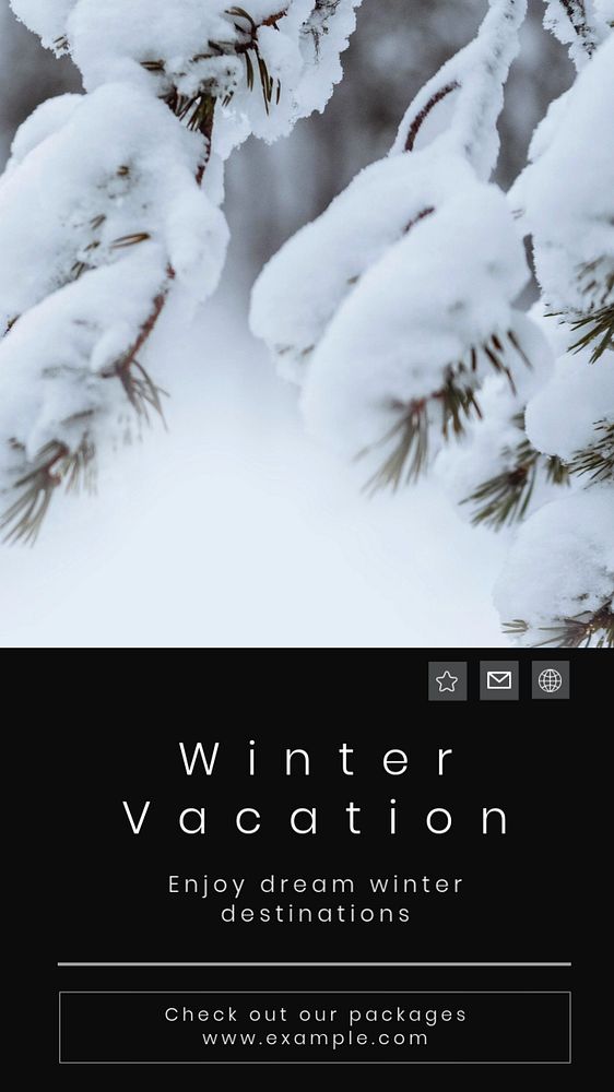 Winter vacation Instagram story template, editable text