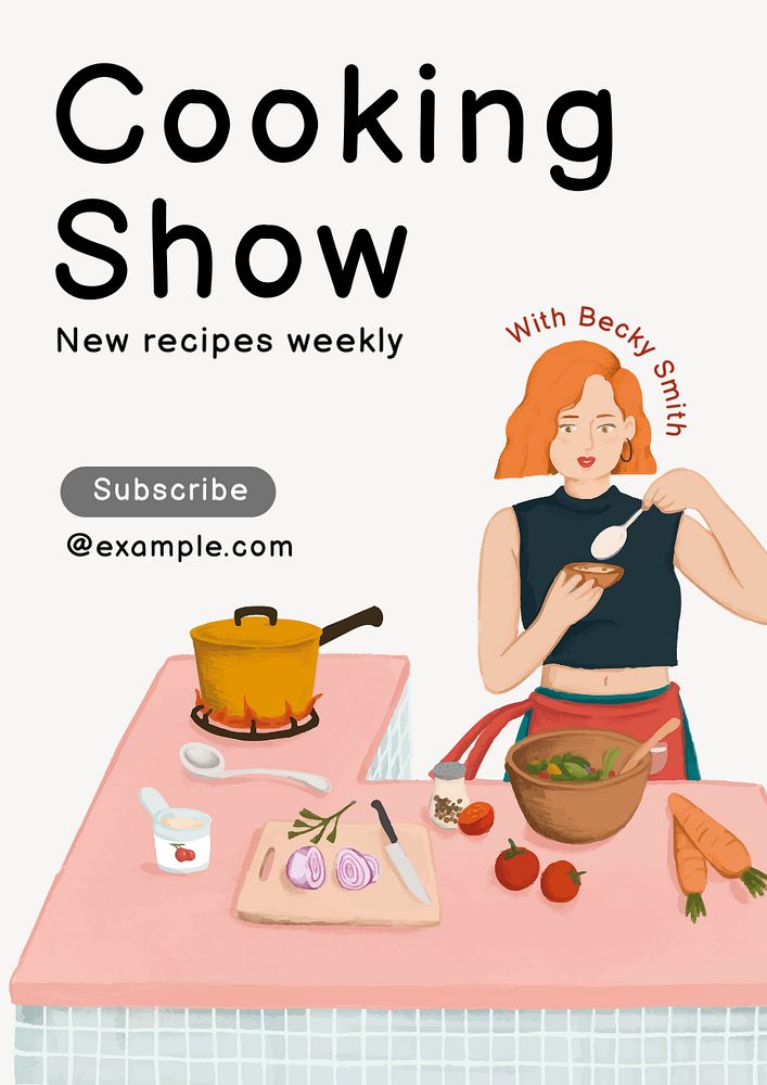 Cooking show poster template, editable text and design