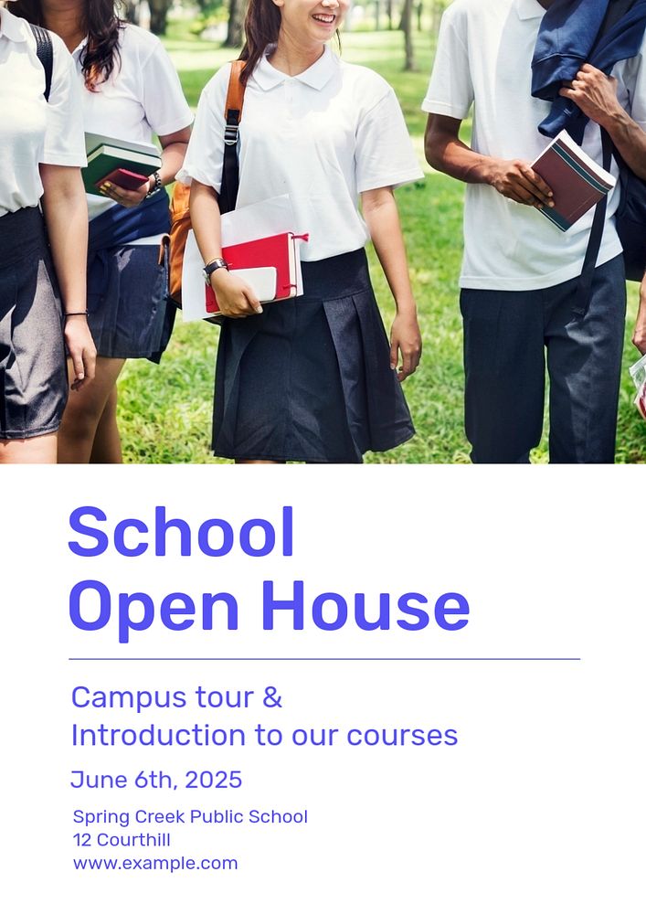 School open house poster template, editable text and design