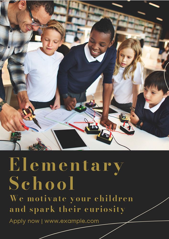 Elementary school poster template, editable text and design