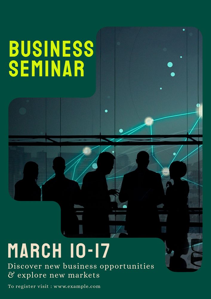 Business Seminar poster template, editable text and design