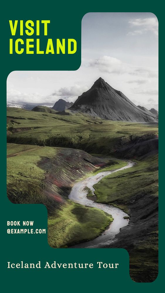 Iceland adventure  Instagram story template, editable text