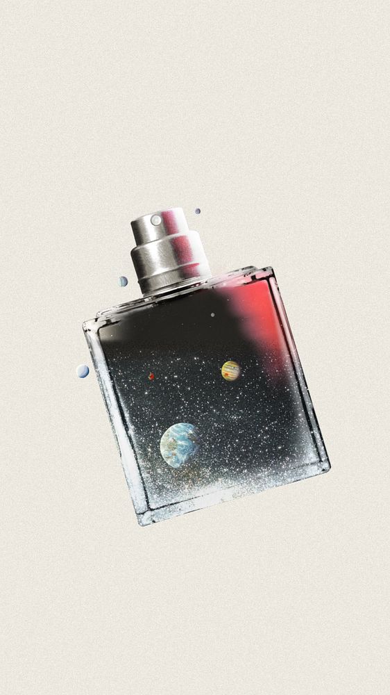 Galaxy perfume bottle iPhone wallpaper, aesthetic beauty editable remix