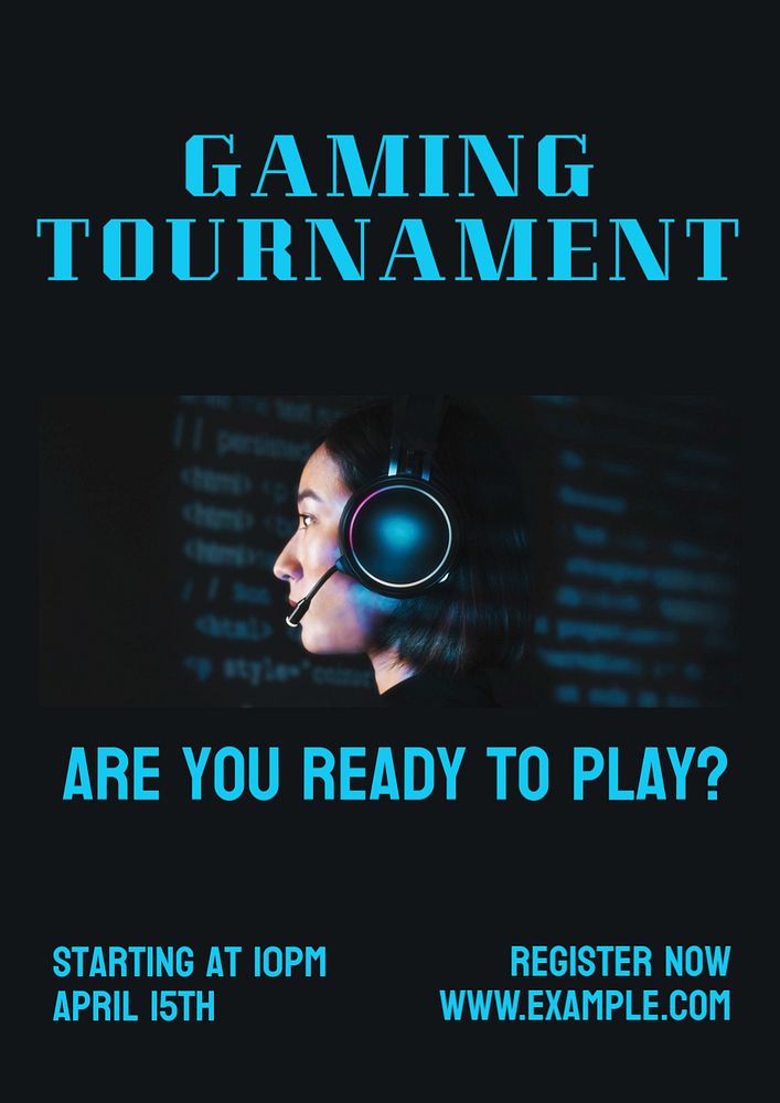 Tournament  poster template, editable text and design