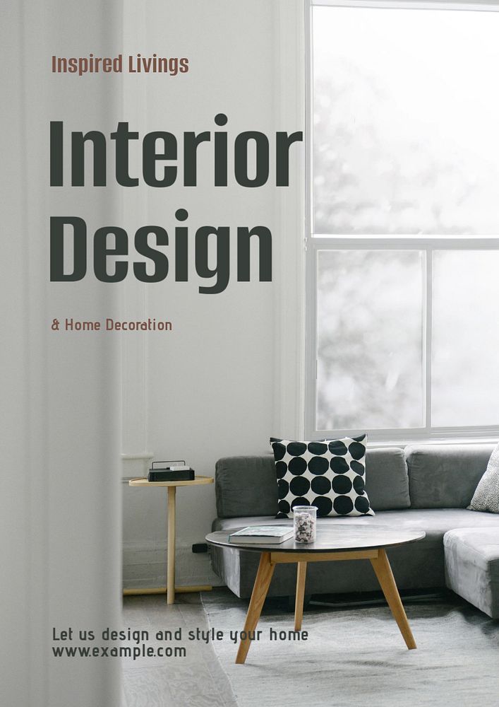 Interior poster template, editable text and design