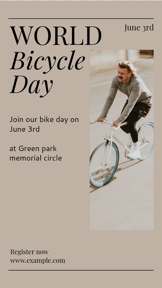 World bicycle day  Instagram story template, editable text