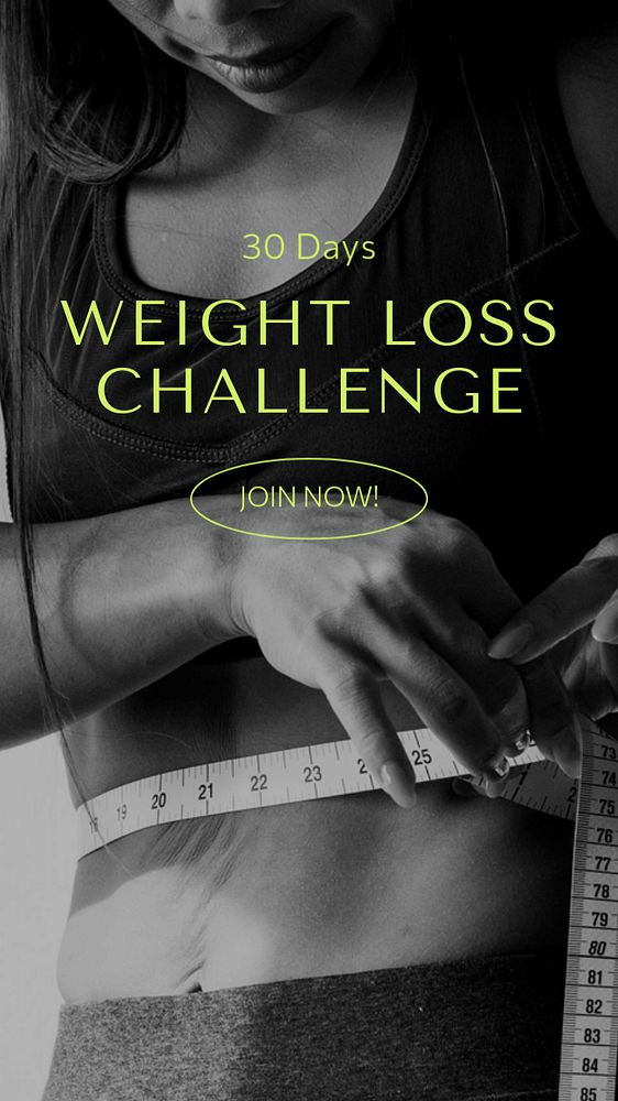 Weight loss challenge Instagram story template, editable text