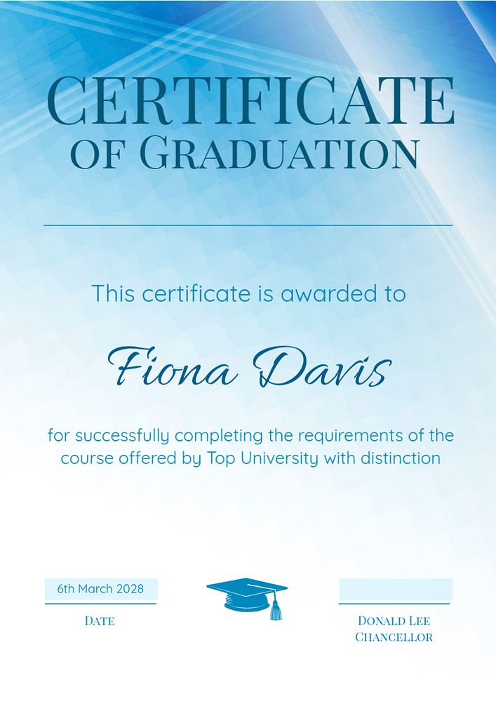 Graduation certificate editable poster template