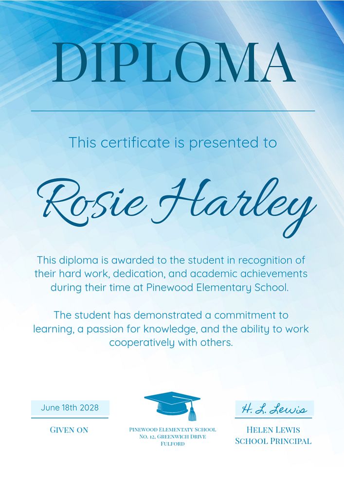 Diploma editable poster template