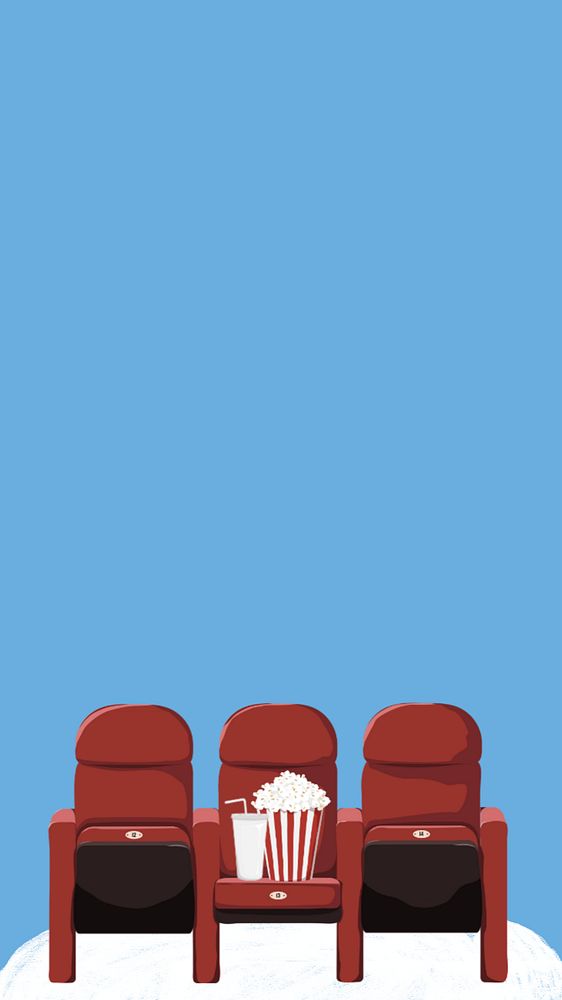 Movie time mobile wallpaper, editable entertainment design