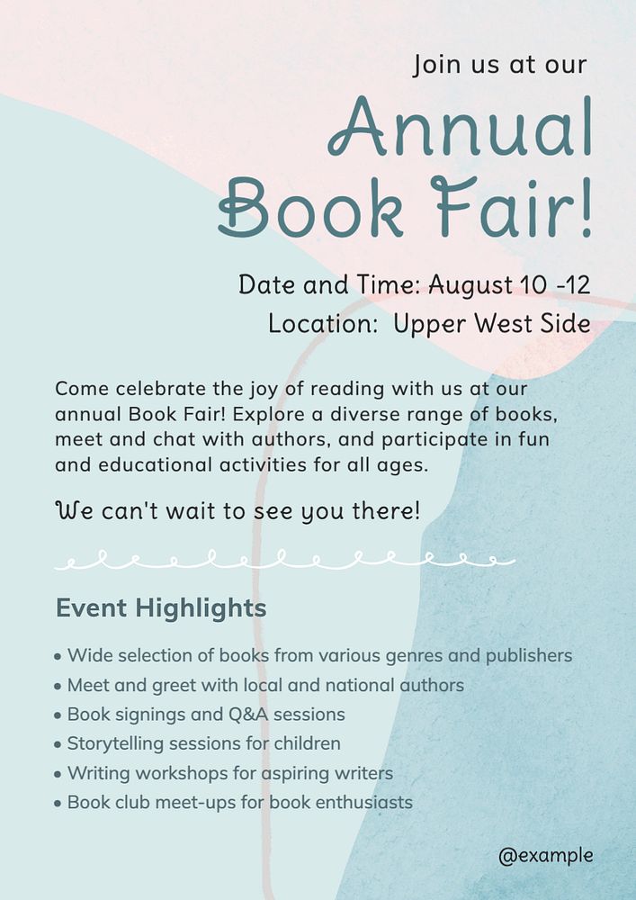 Book fair poster template, editable text and design