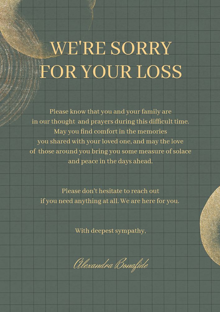 Condolences & loss editable poster template