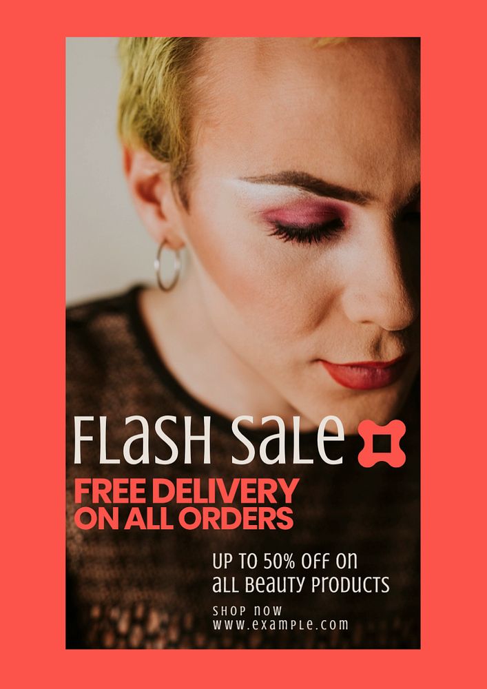 Flash sale poster template, editable text & design