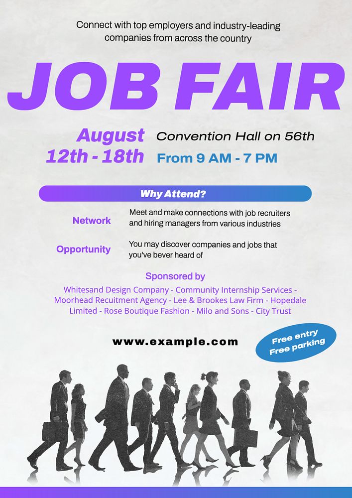 Job fair poster template, editable text and design