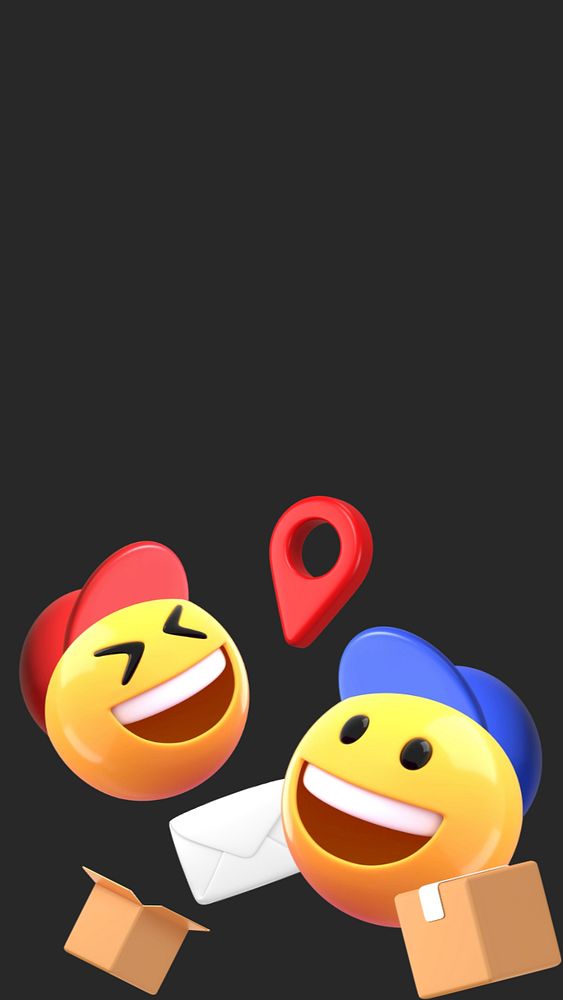 3D Delivery service iPhone wallpaper, emoticons border editable illustration