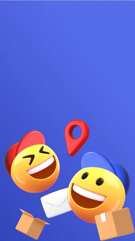 3D Delivery service iPhone wallpaper, emoticons border editable illustration