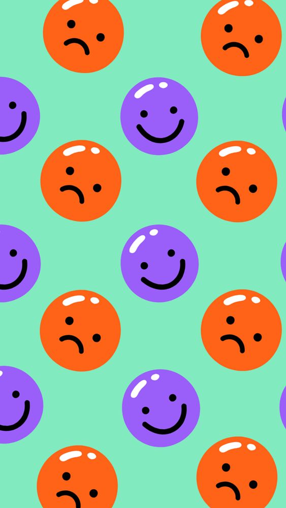 Happy & sad pattern mobile wallpaper, editable colorful design