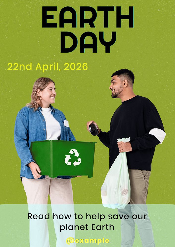 Earth Day poster template, editable text and design