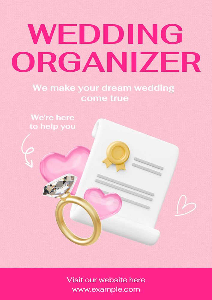 Wedding organizer poster template, editable text and design