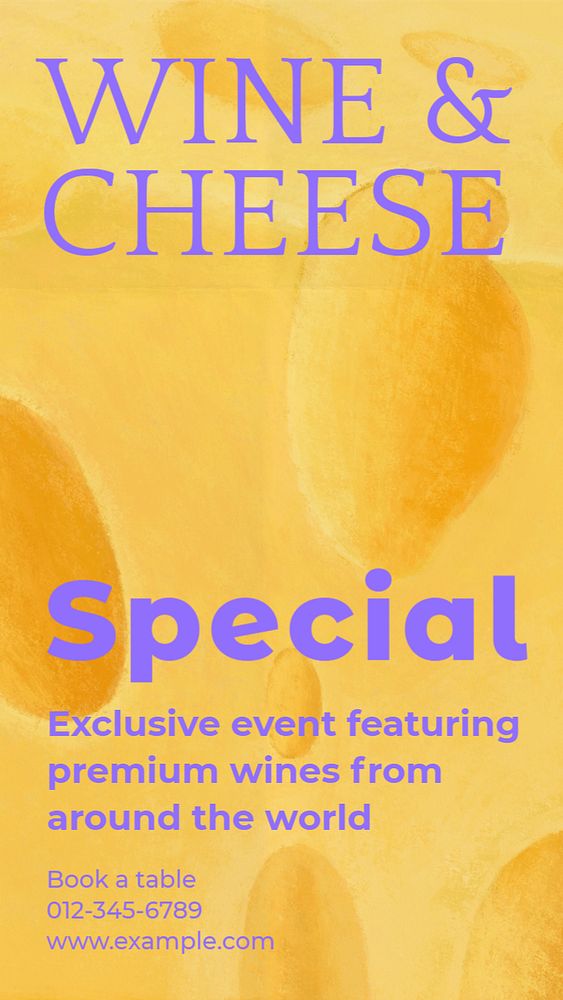 Wine & cheese special Instagram story template, editable text