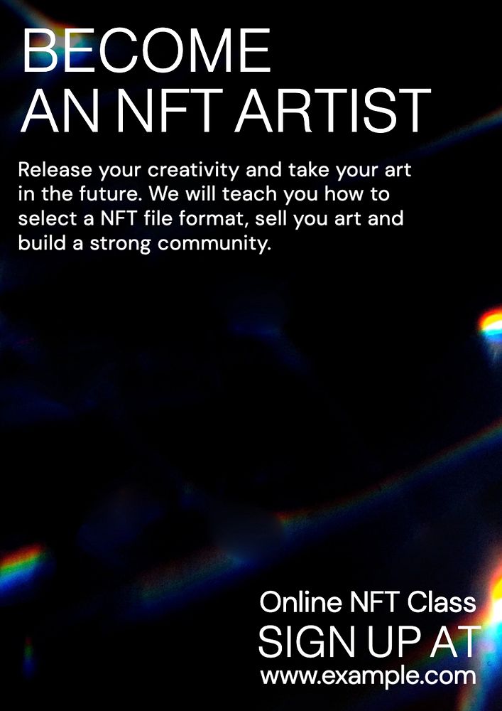 NFT artist poster template, editable text and design