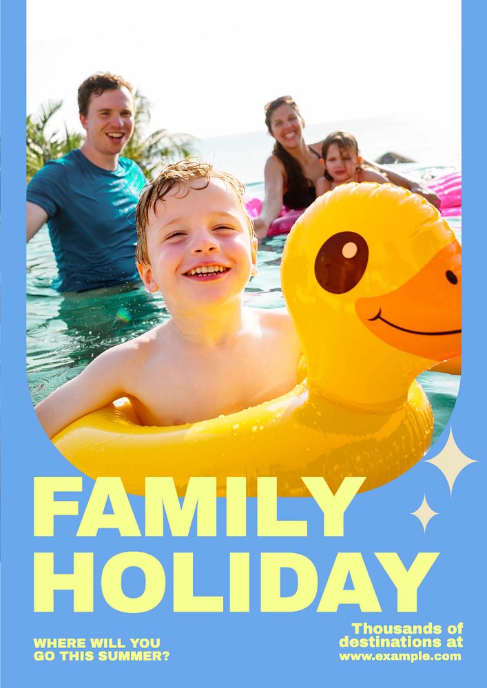 Family holiday poster template, editable text and design