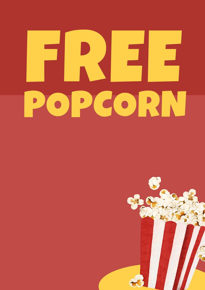 Free popcorn poster template, editable text and design