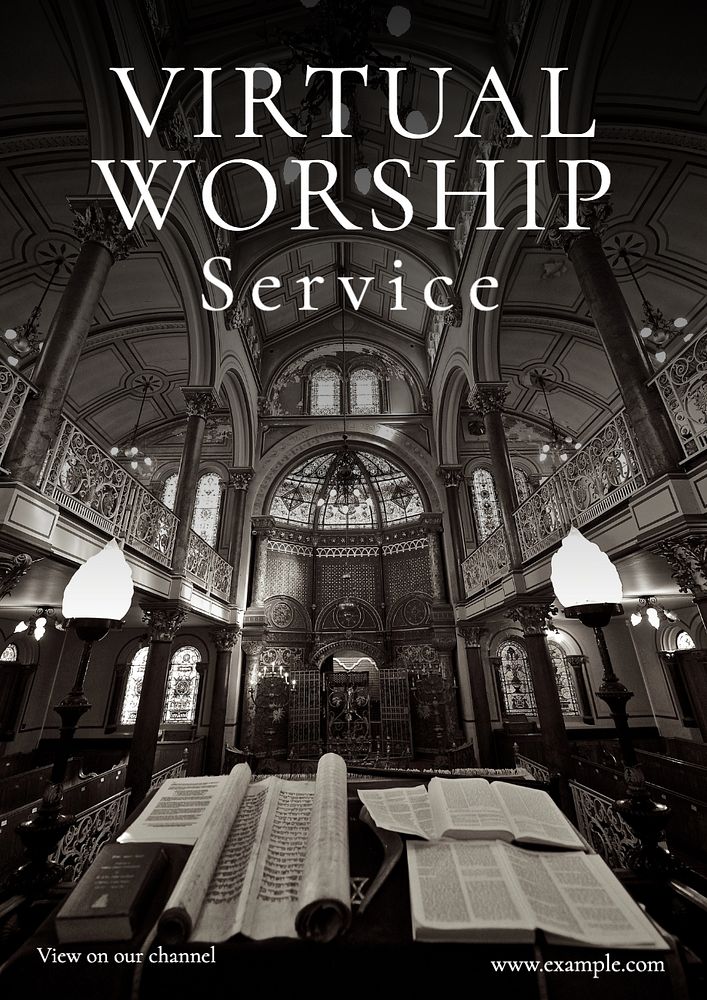 Virtual worship poster template, editable text and design