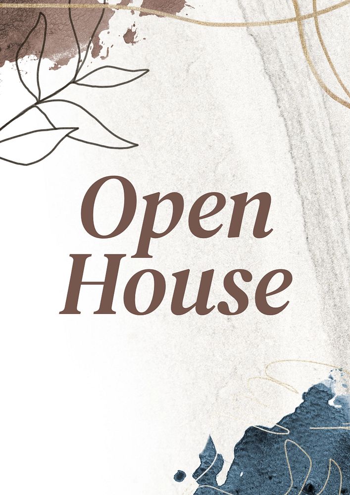 Open house poster template, editable text and design