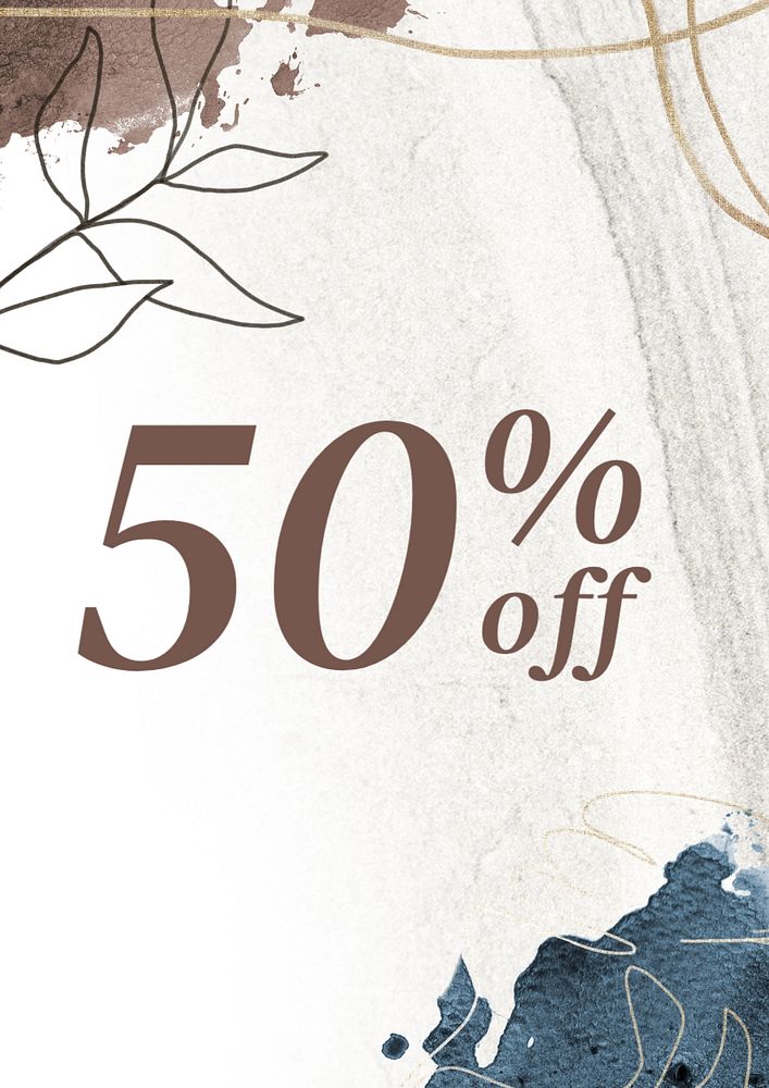 50% off poster template, editable text and design