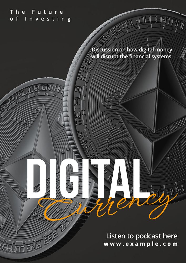 Digital currency poster template, editable text and design