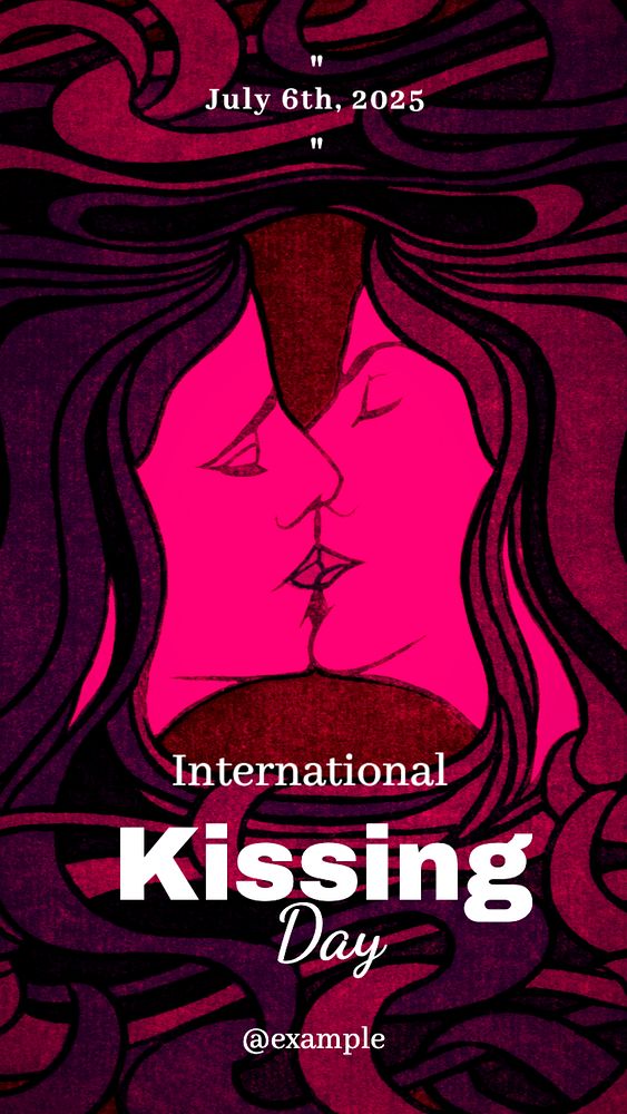 International kissing day Instagram story template, editable text