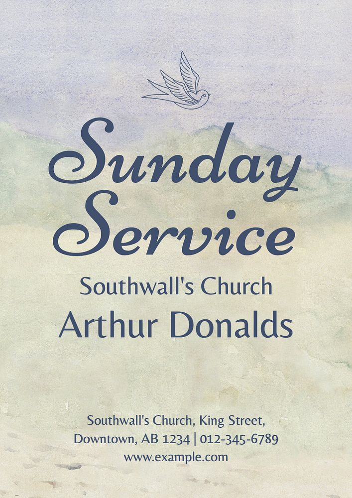 Sunday service poster template, editable text and design