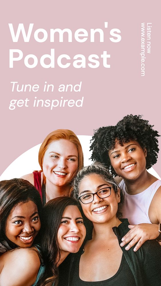 Woman podcast Instagram story template, editable text