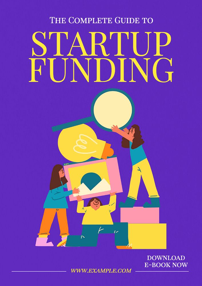 Startup funding poster template, editable text and design