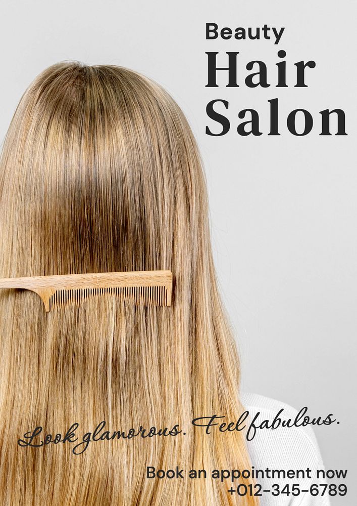 Hair salon poster template, editable text and design