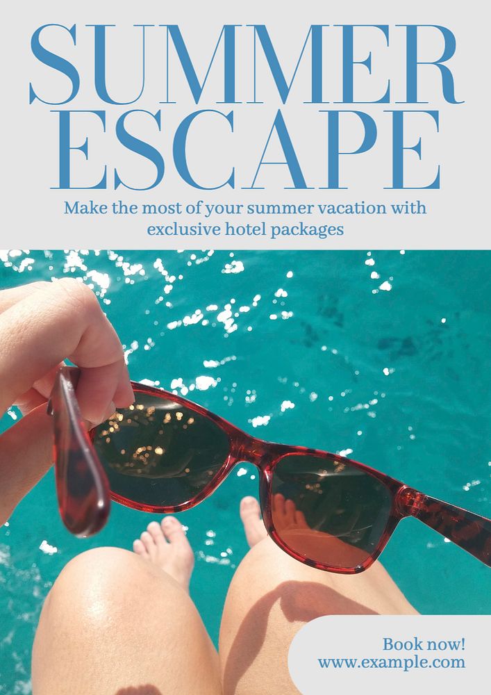 Summer escape  poster template, editable text and design