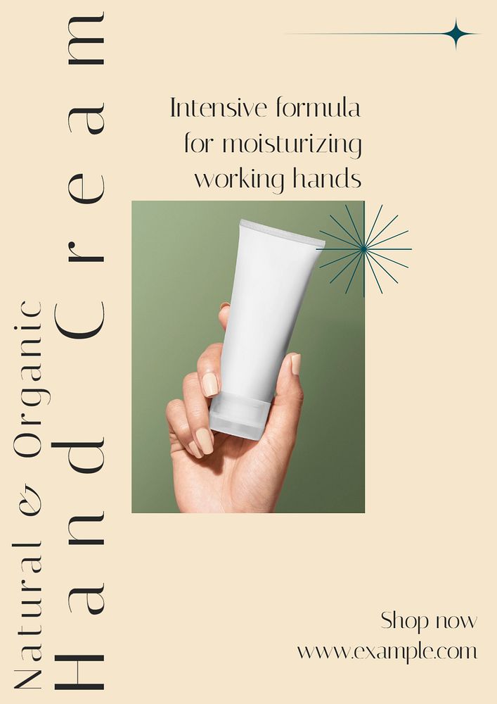 Hand cream poster template, editable text and design