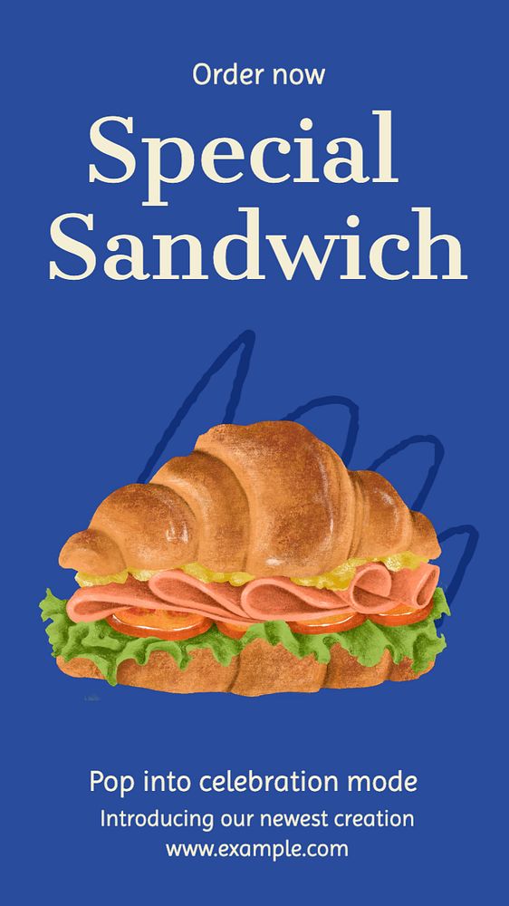 Special sandwich Instagram story template, editable text