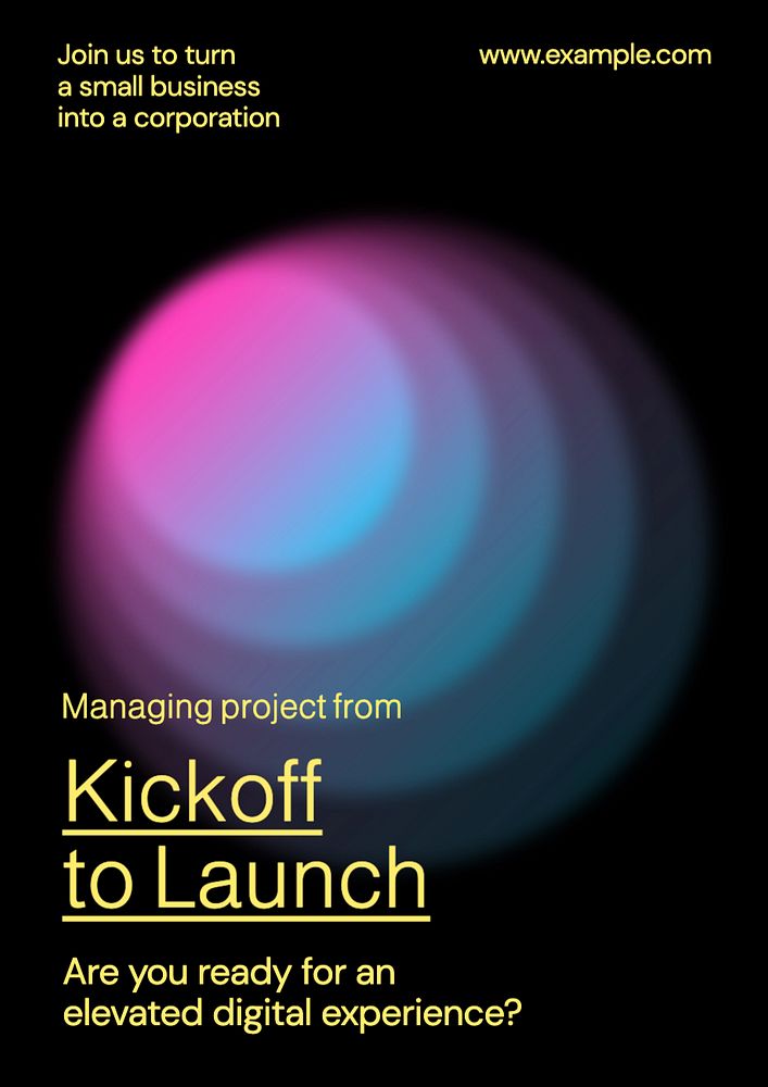 Kickoff to launch poster template, editable text and design