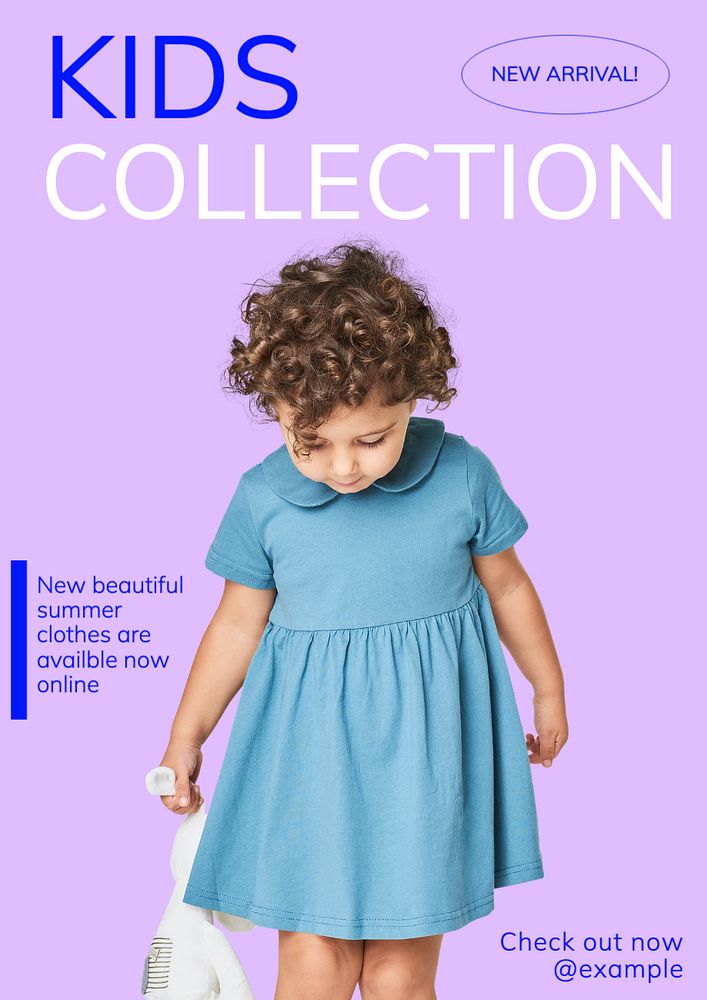 Kids collection  poster template, editable text and design