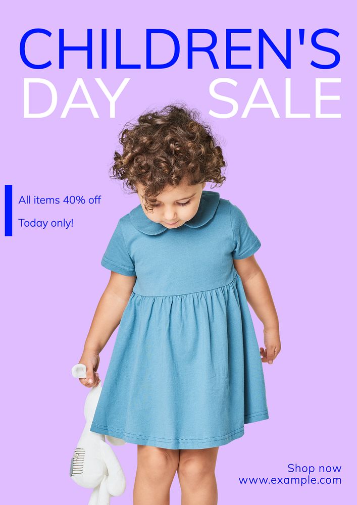 Children's day sale  poster template, editable text and design