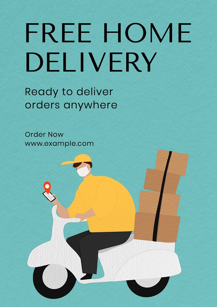 Free delivery poster template, editable text and design