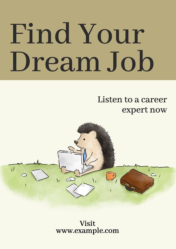 Find your dream job  poster template, editable text and design