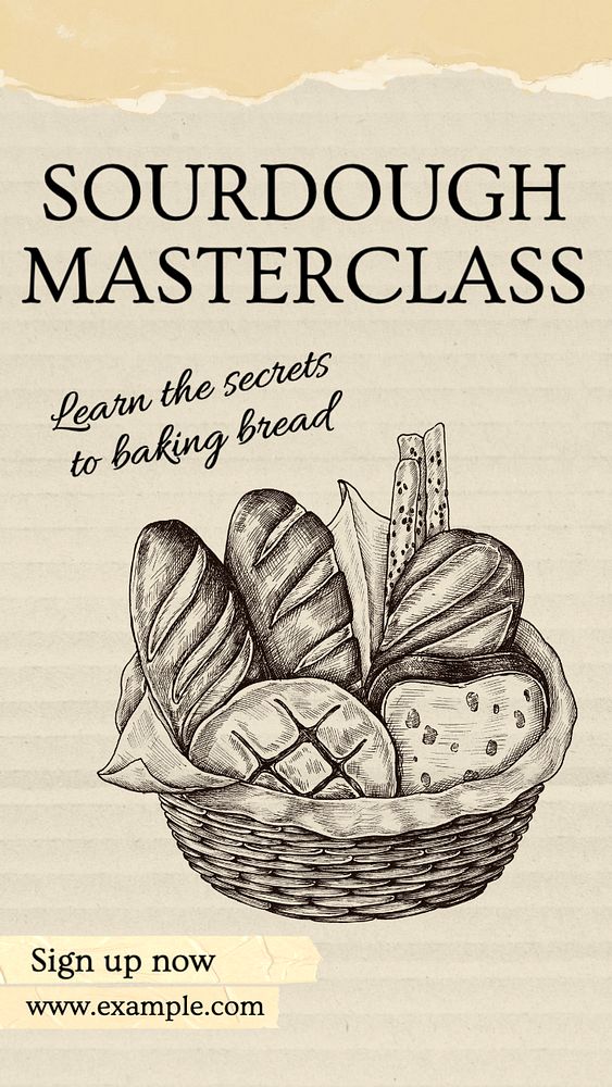 Sourdough masterclass  Instagram story template, editable text